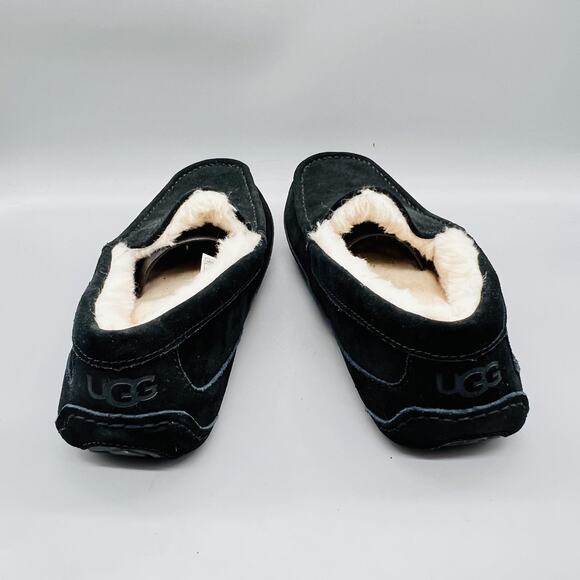 UGG Shoes Mens 11 Black Suede Ascot Shearling Lined Moccasin Slippers Comfort main image 8